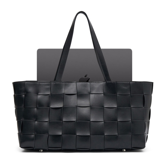 Elegant Black Woven Tote Bag NAKEDVICE - Picture 2 of 9